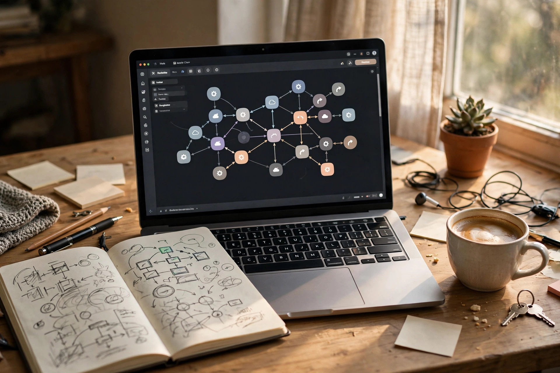 A workflow being built — software connecting into a working system